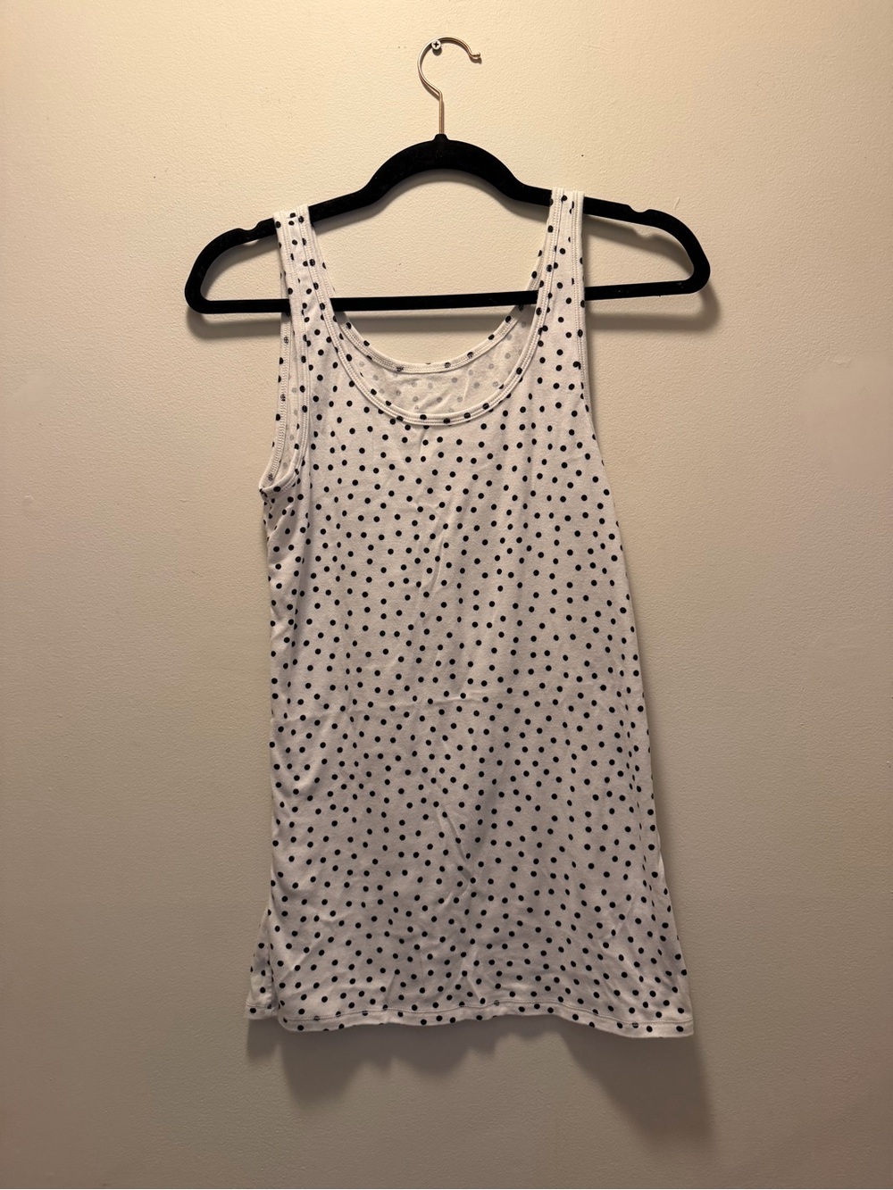 A New Day XL Polka Dot Tank Top White Black Stretch Casual Basic